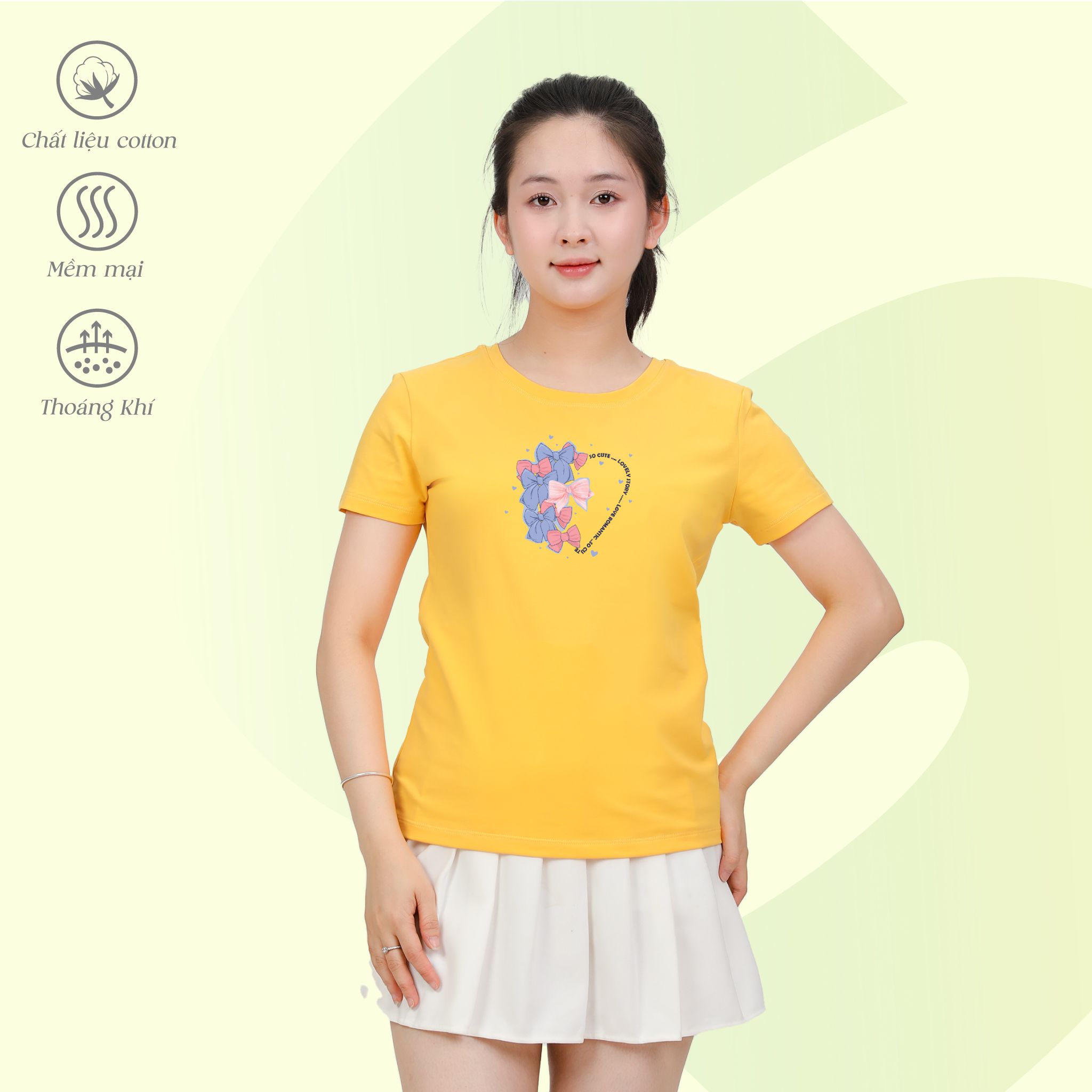 Áo thun nữ tay ngắn Cổ Tròn Form Suông chất cotton siêu mát 020p 0314