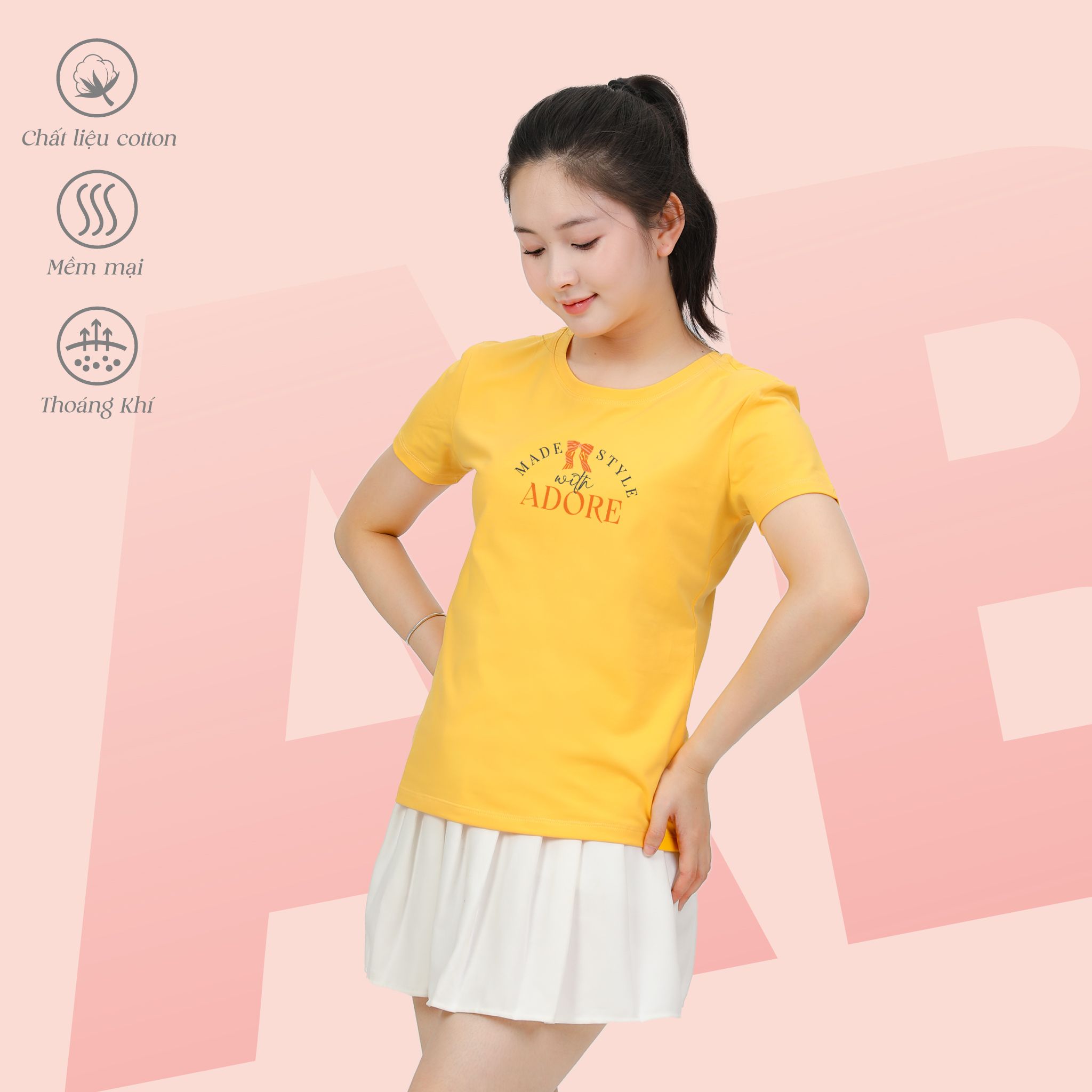 Áo thun nữ tay ngắn Form cơ bản chất cotton siêu mát 020p 0318
