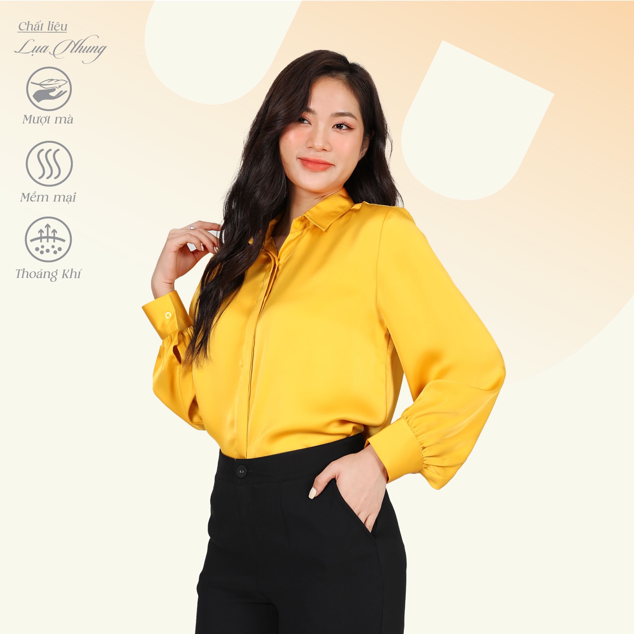 Áo Sơ Mi Tay Dài Thời Trang Chất Lụa Nhung 260p 0336