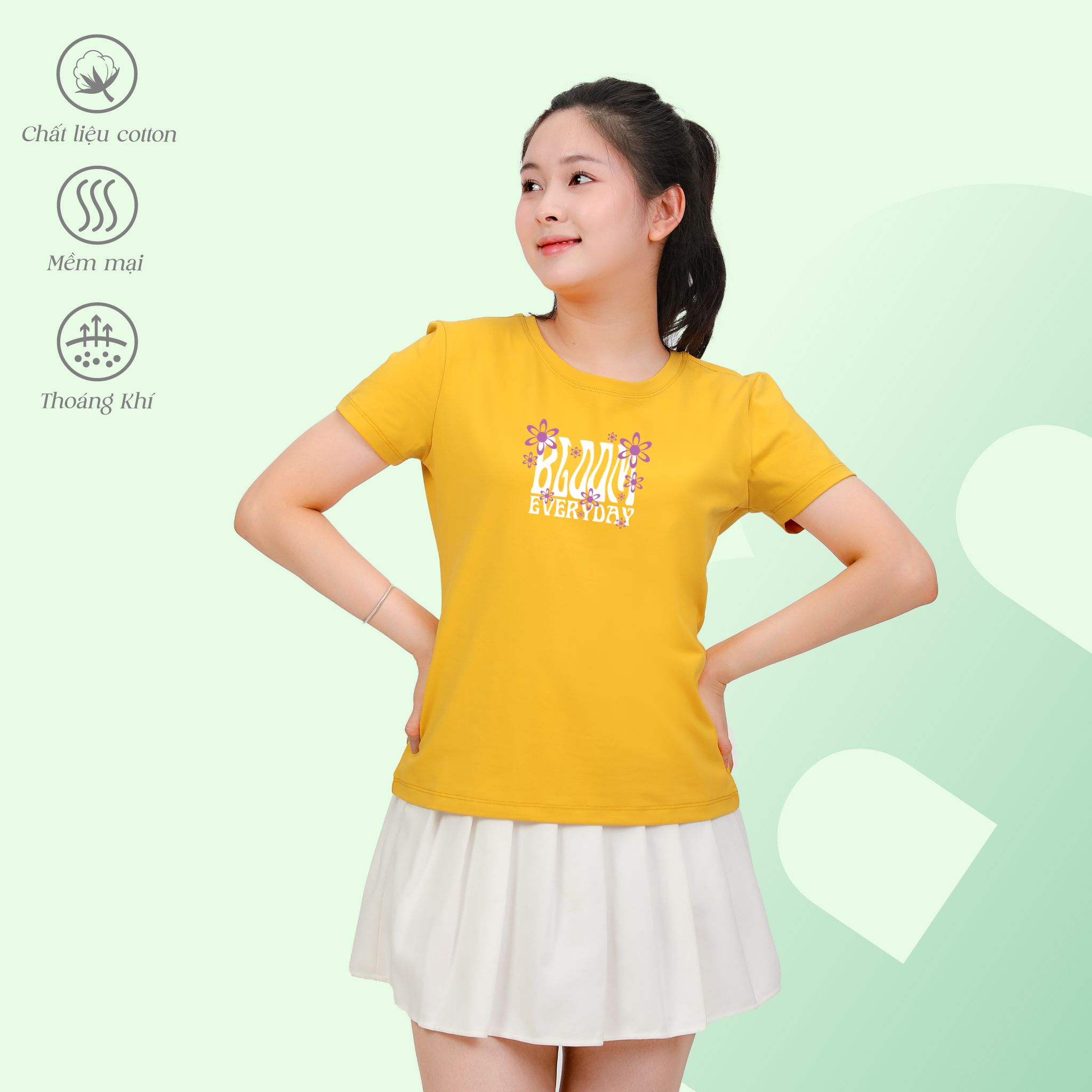 Áo thun nữ tay ngắn Cổ Tròn Form Suông chất cotton siêu mát 020p 0316