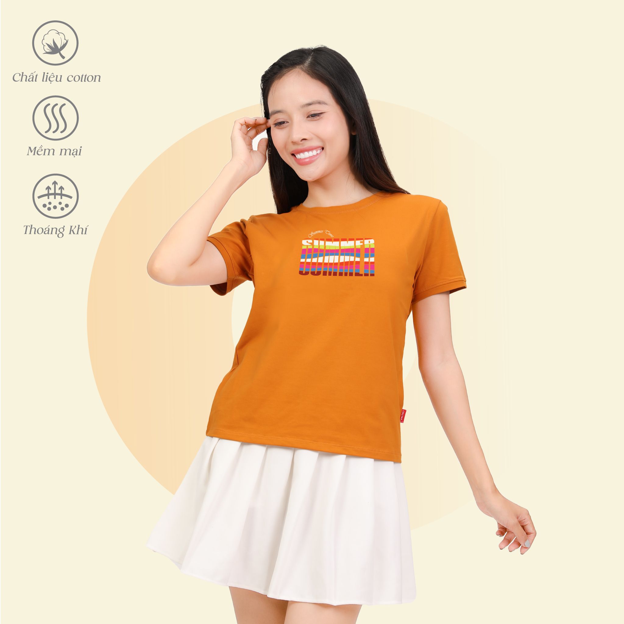 Áo thun nữ tay ngắn form cơ bản chất cotton siêu mát 020p 0307