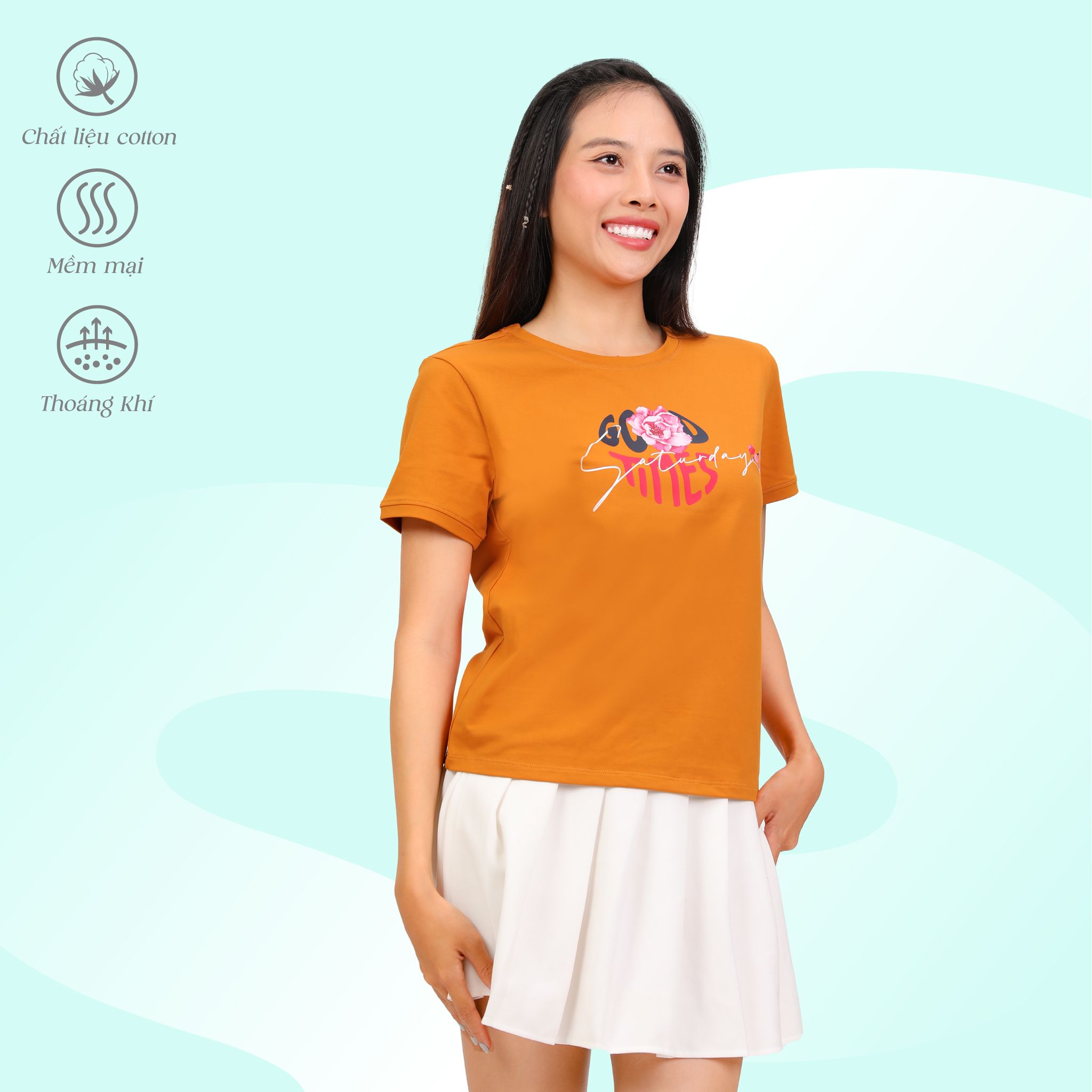 Áo thun nữ tay ngắn form cơ bản chất cotton siêu mát 020p 1992