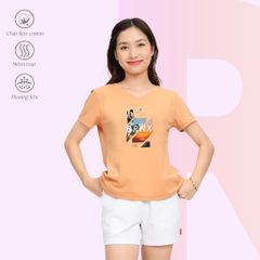 Áo thun nữ tay ngắn Form Suông Cổ Tim chất cotton siêu mát 190p 0323