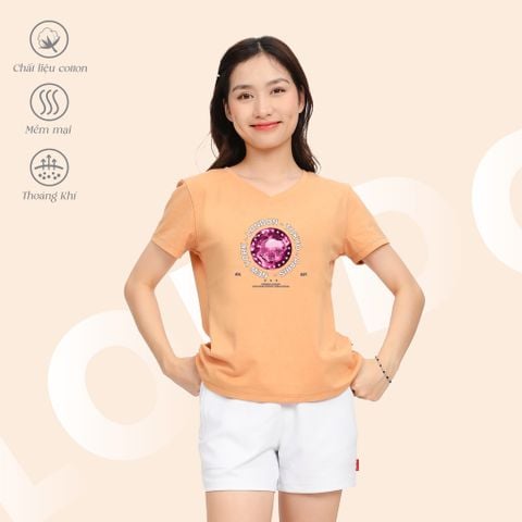 Áo thun nữ tay ngắn Form Suông Cổ Tim chất cotton siêu mát 190p 0324