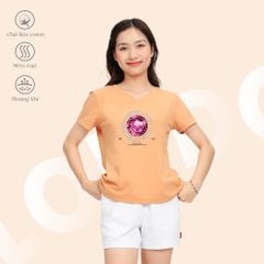 Áo thun nữ tay ngắn Form Suông Cổ Tim chất cotton siêu mát 190p 0324