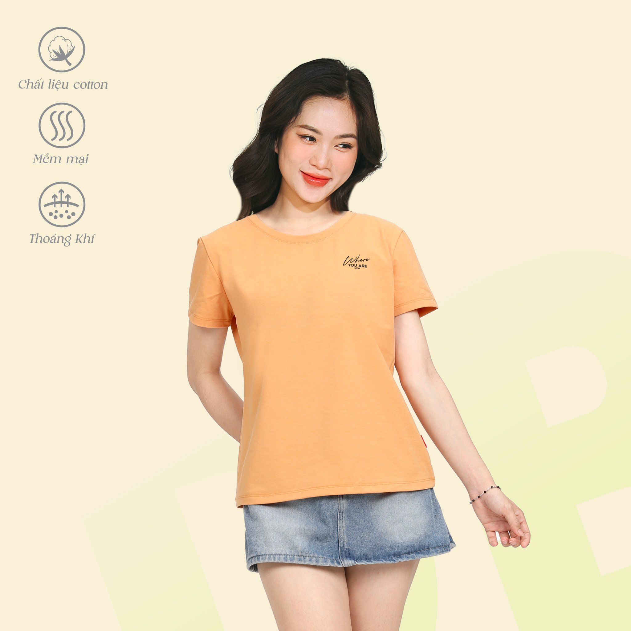 Áo thun nữ tay ngắn cổ tròn form suông chất cotton siêu mát 190p 0106