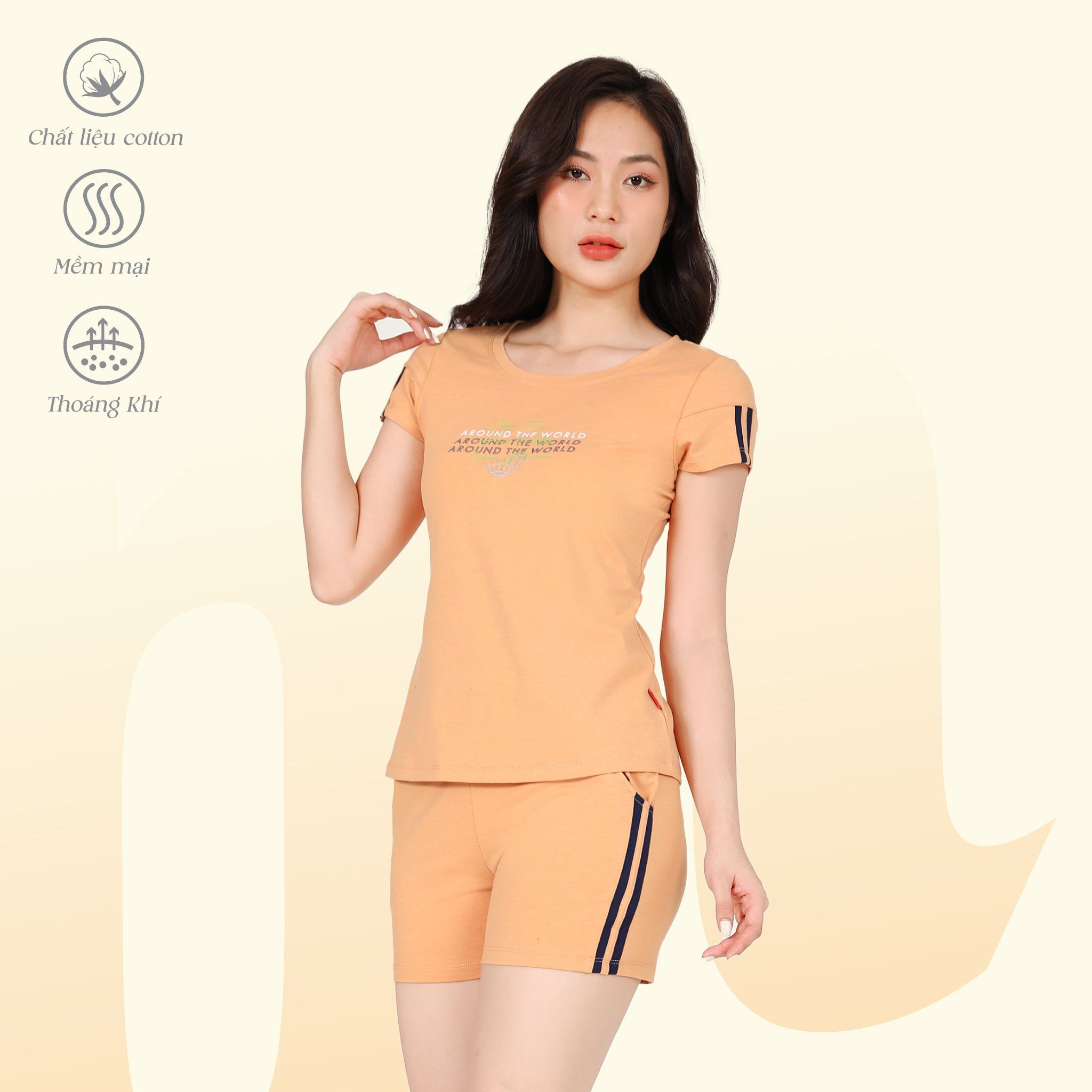 Set đồ bộ nữ kiểu quần đùi nữ kiểu quần đùi tay ngắn chất cotton siêu mát 195p 5231