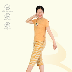 Set đồ bộ nữ kiểu thể thao kiểu quần lửng tay ngắn chất cotton siêu mát 024p 4321