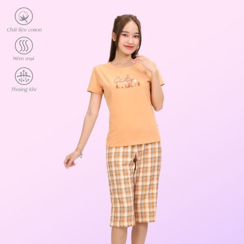 Set đồ bộ nữ kiểu thể thao kiểu quần lửng tay ngắn chất cotton siêu mát 024p 4305