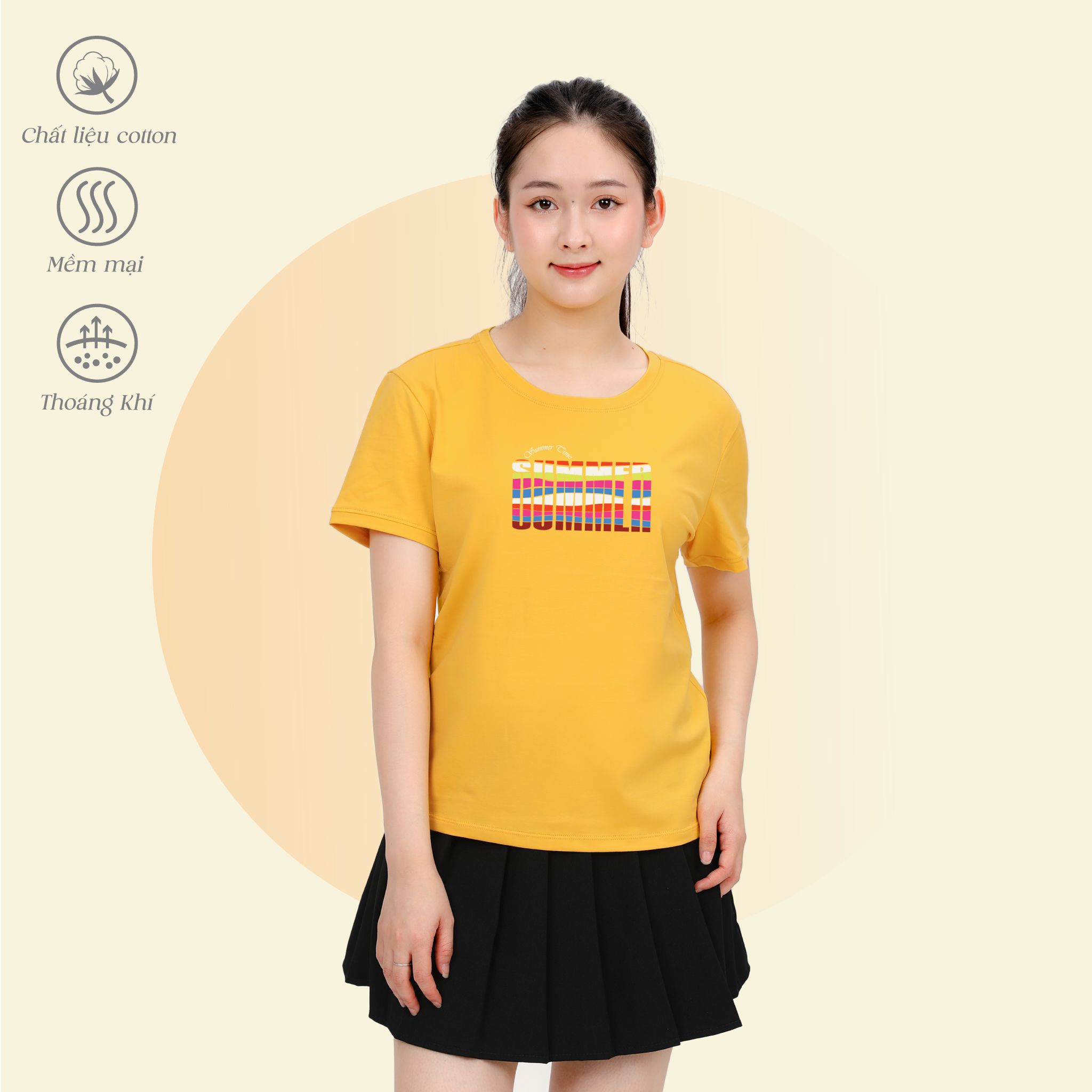 Áo thun nữ tay ngắn form cơ bản chất cotton siêu mát 020p 0307