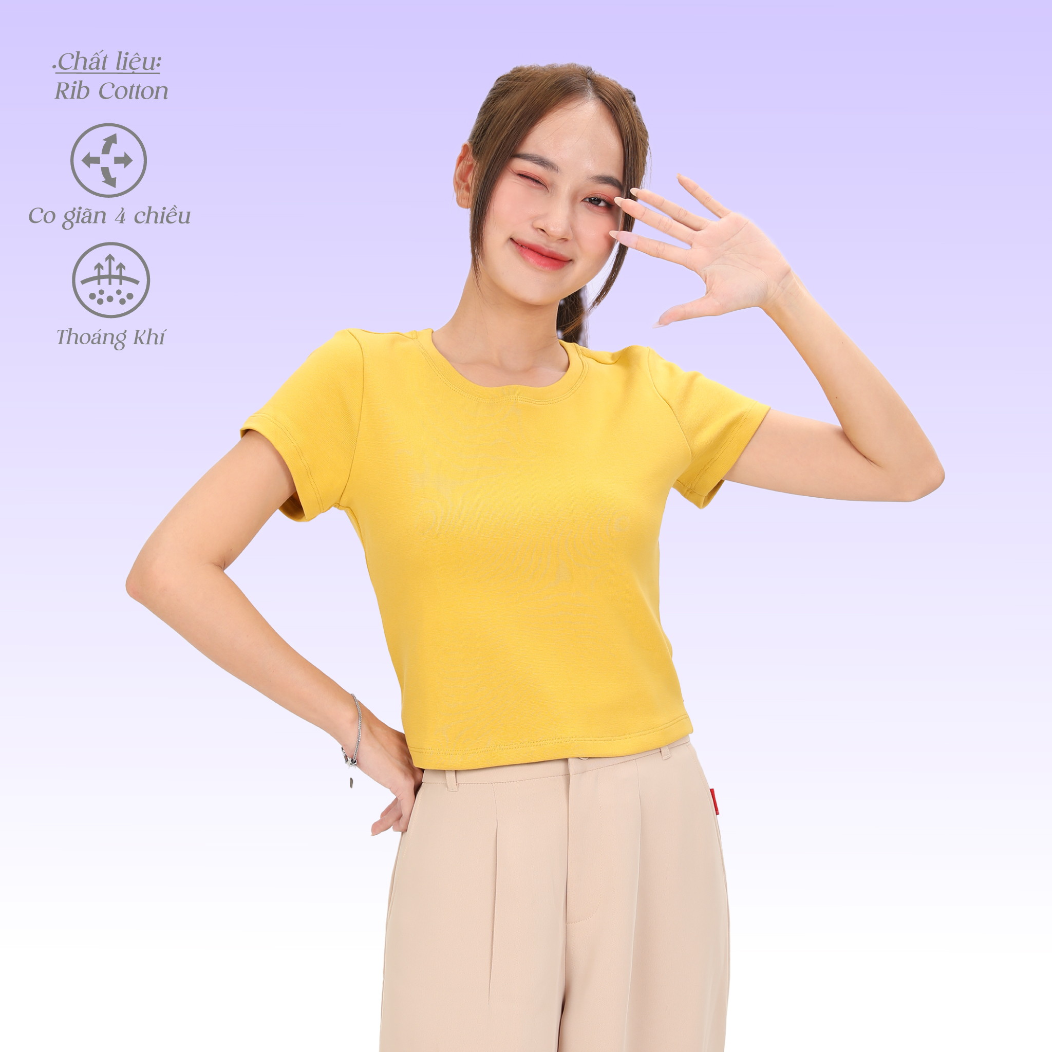 Áo Thun Croptop Tay Ngắn Chất Rib Cotton 220p 0268
