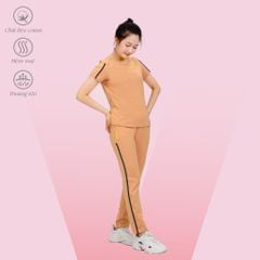 Set đồ bộ nữ kiểu quần dài tay ngắn chất cotton cvc mát 193p 3398