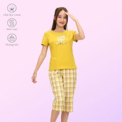 Set đồ bộ nữ kiểu thể thao kiểu quần lửng tay ngắn chất cotton siêu mát 024p 4305