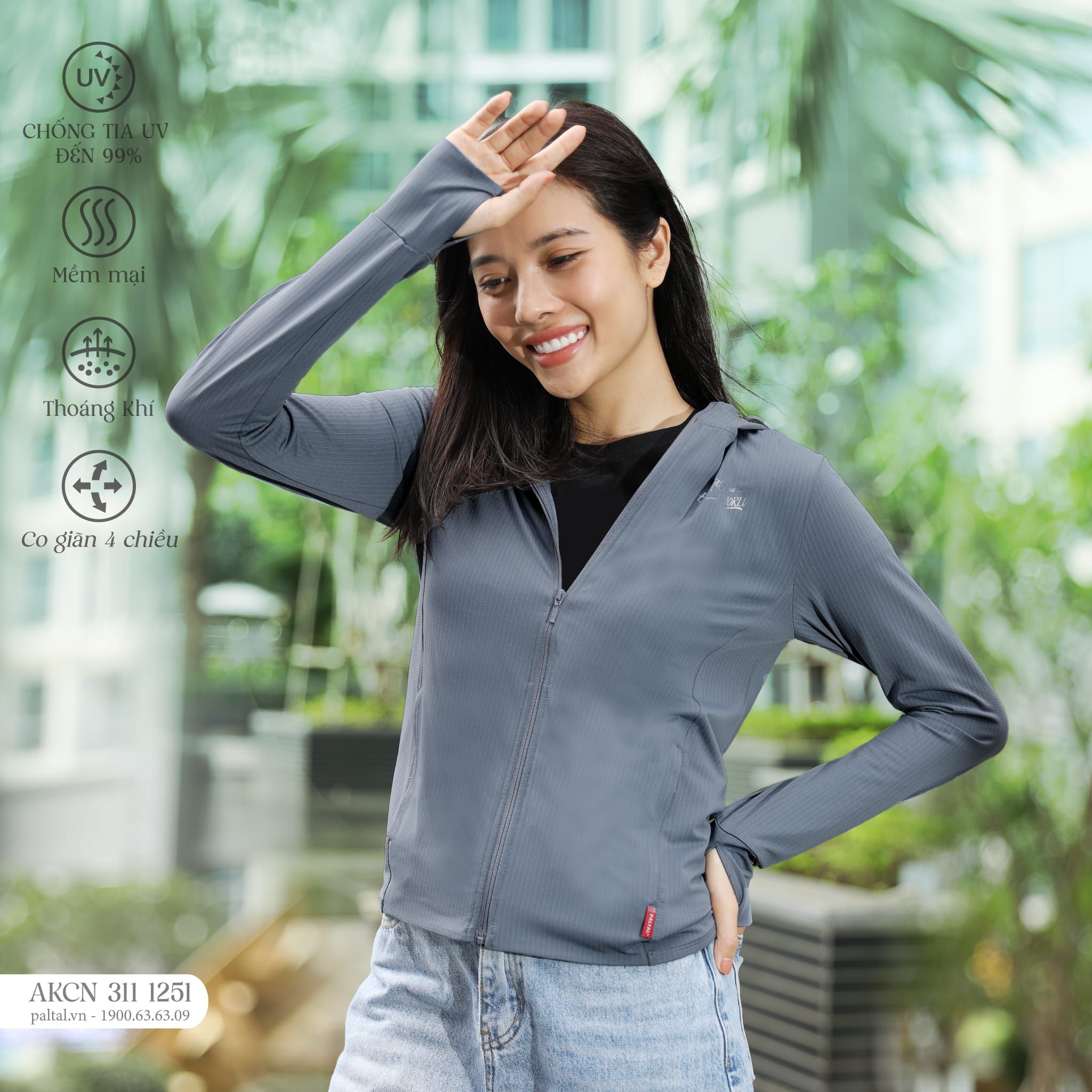 BST Áo khoác nữ chống nắng, chống UV chất poly chữ I mỏng nhẹ 311p 1251 / 1252