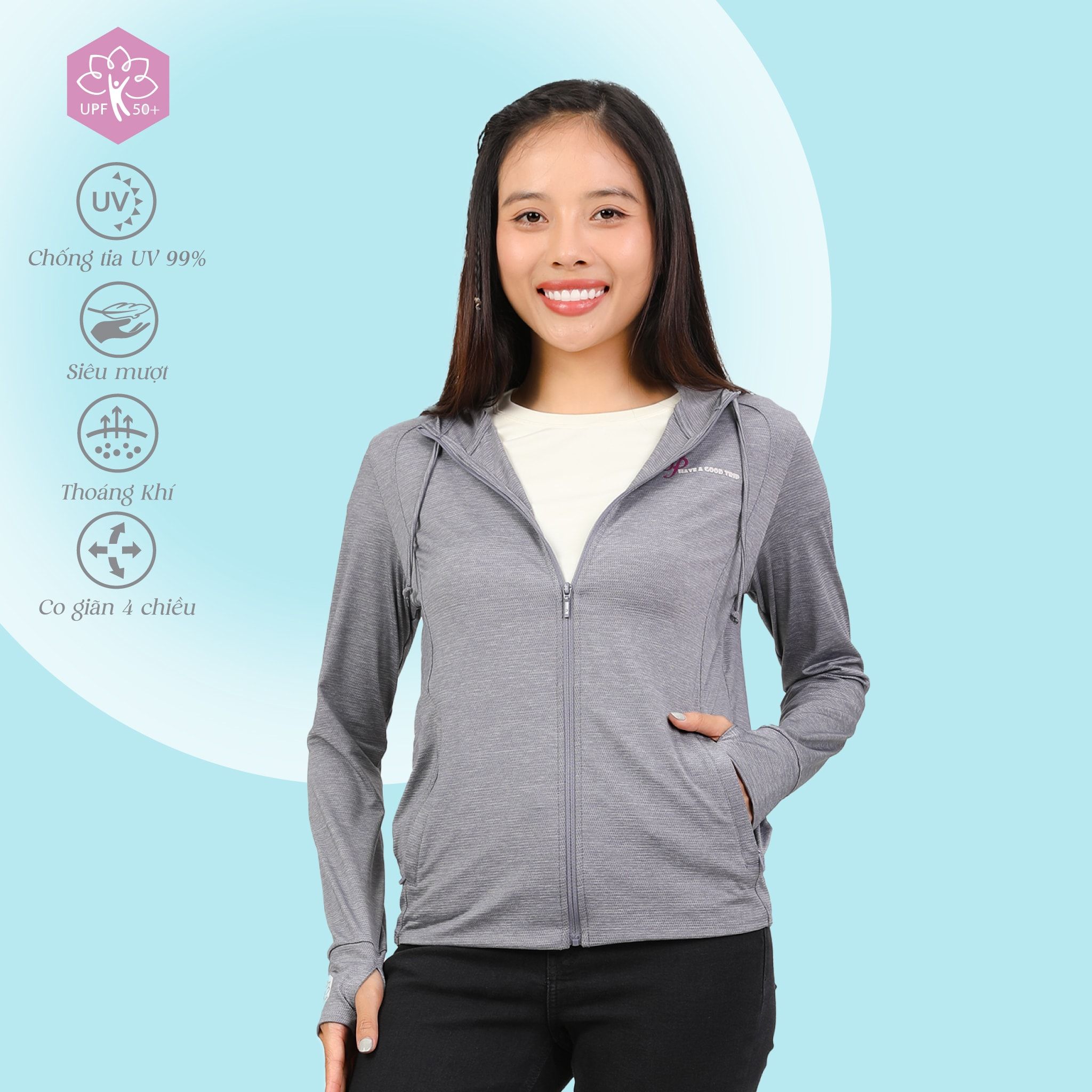 Áo khoác nữ chống nắng, chống UV chất melan lưới 341p 1303