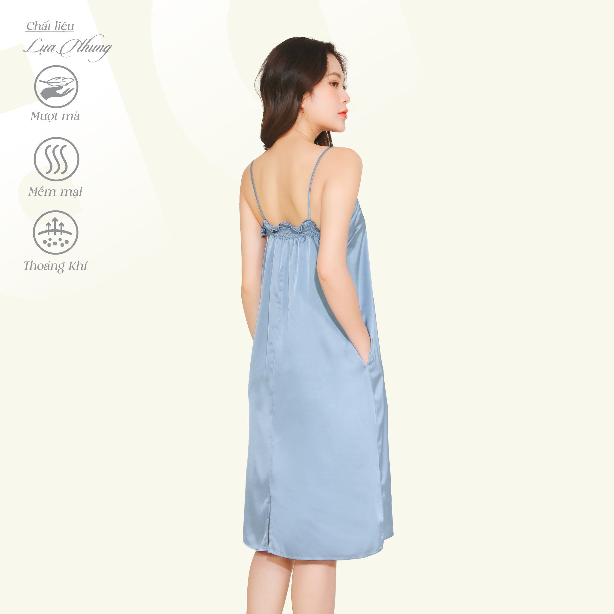 Áo ngủ, Váy ngủ dây cao cấp lụa nhung 262p 8032