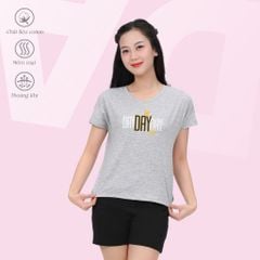 Set đồ bộ nữ kiểu quần đùi nữ kiểu quần đùi tay ngắn chất cotton siêu mát 195p 2053