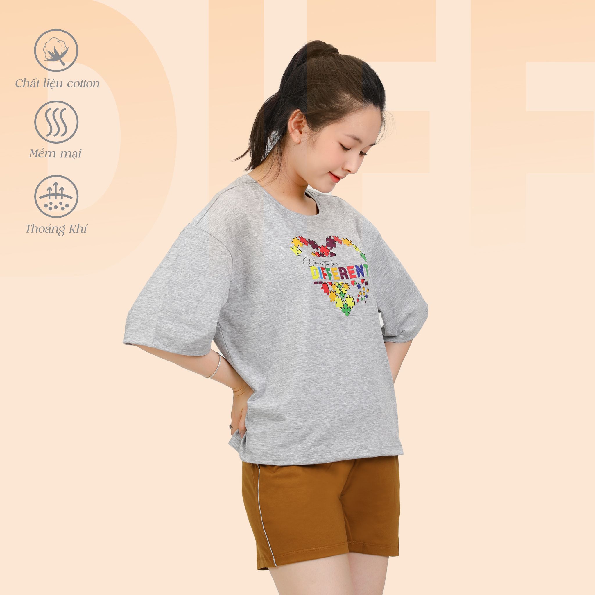 Set đồ bộ nữ kiểu quần đùi tay ngắn chất cotton siêu mát 195p 5219