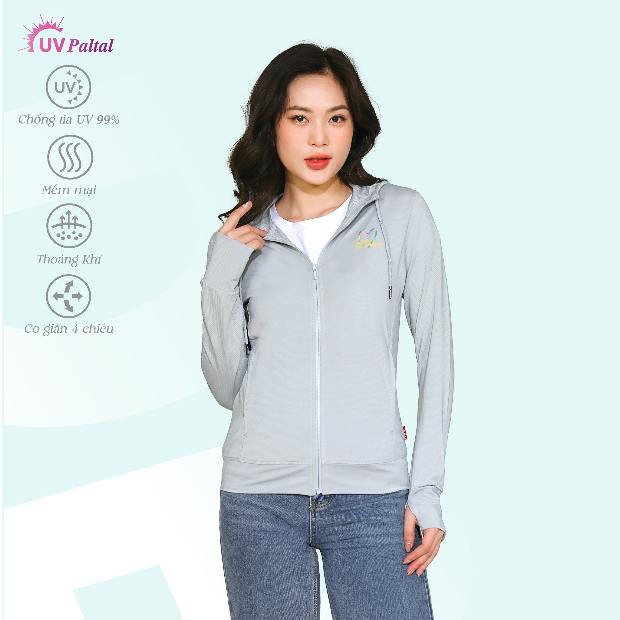 Áo khoác nữ chống nắng, chống UV chất poly thái 311p 1276