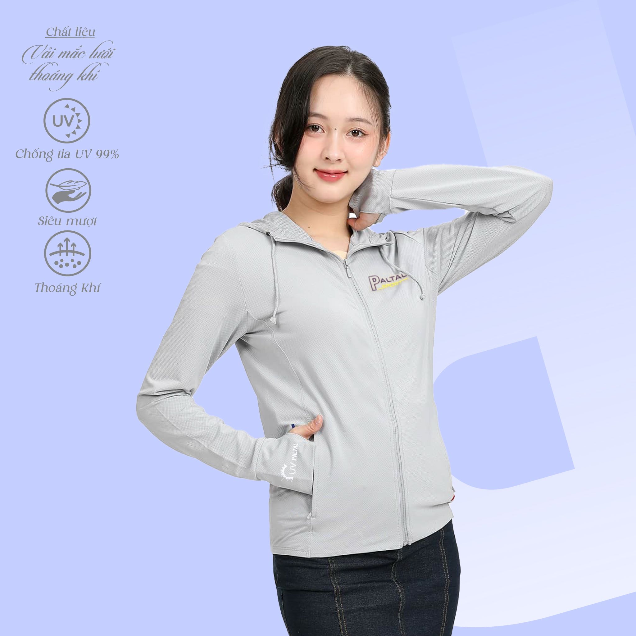 Áo khoác nữ chống nắng, chống UV chất poly mắc lưới siêu thoáng khí 311p 1304