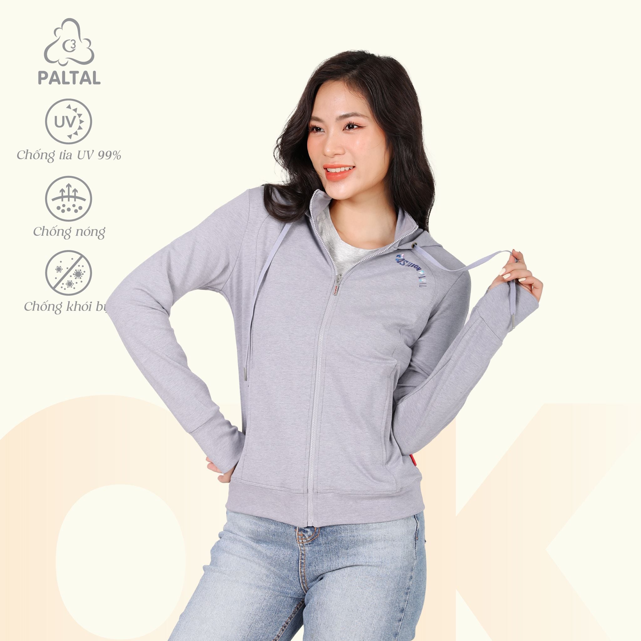 Áo khoác nữ chống nắng, chống UV chất vảy cá cotton cvc mát 401p 1114