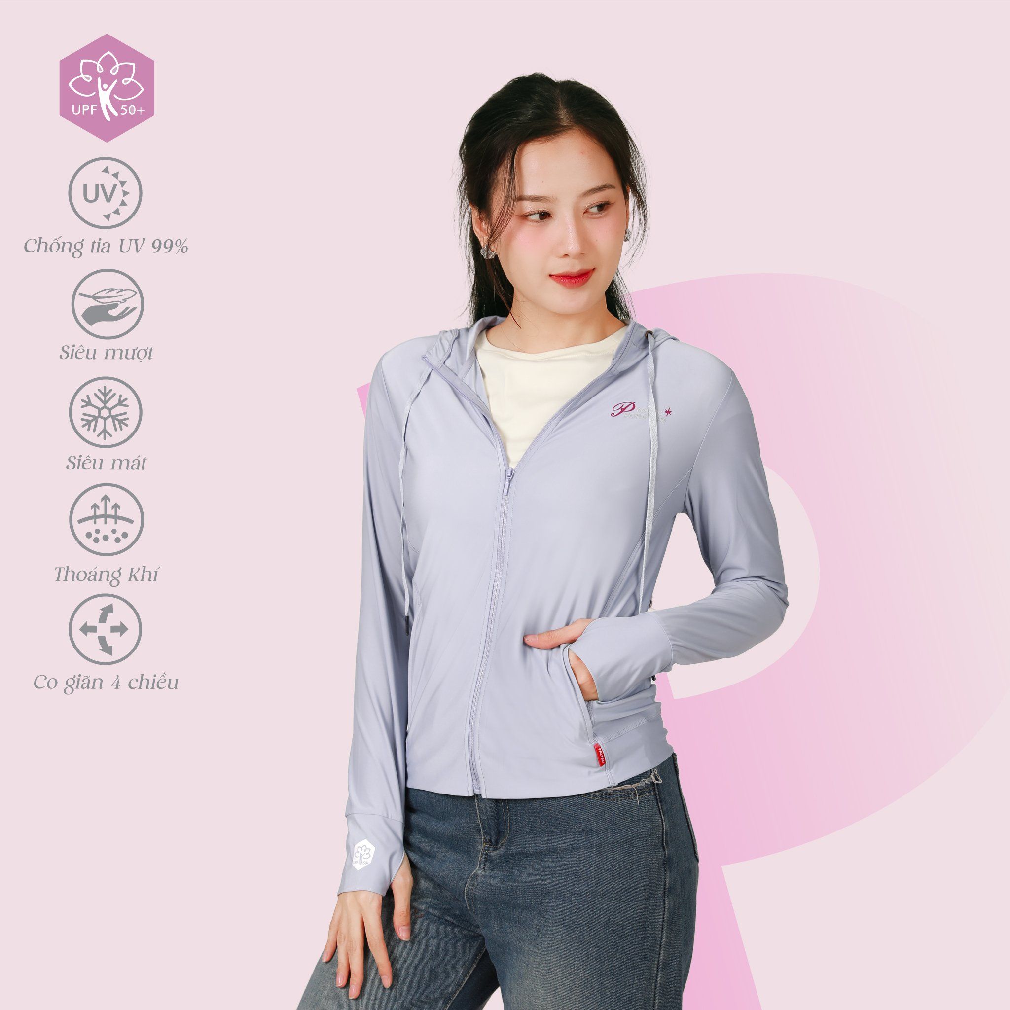 BST Áo khoác nữ chống nắng, chống UV chất nhung lạnh siêu bền 151p 1302 / 1259 / 1056 / 1325