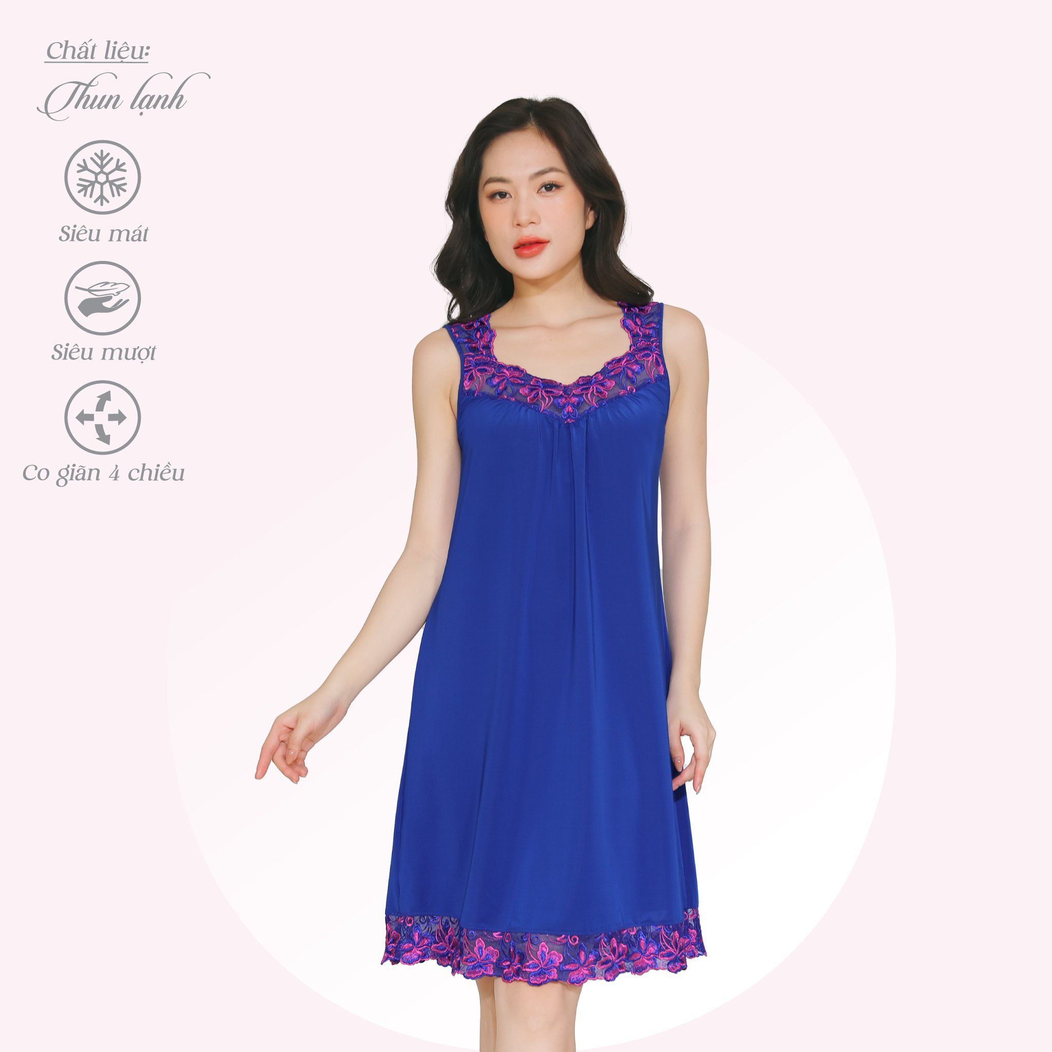 Áo ngủ, Váy ngủ bản chất thun lạnh siêu bền 012p 8029