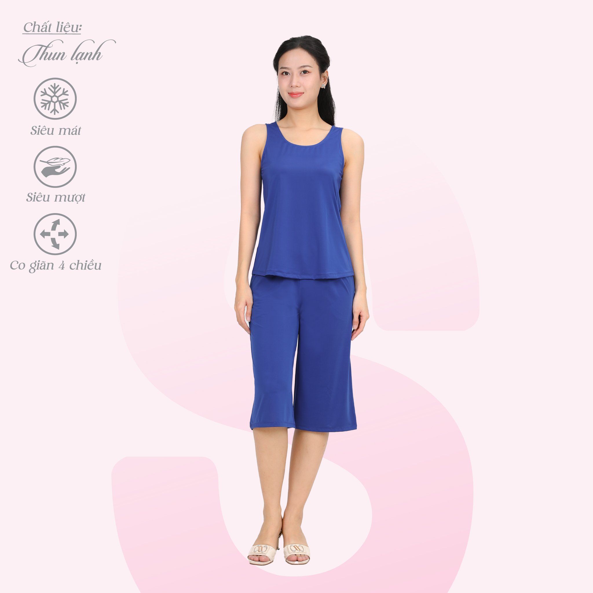 Set đồ bộ nữ kiểu quần lửng Bản chất thun lạnh siêu bền 014p 7041