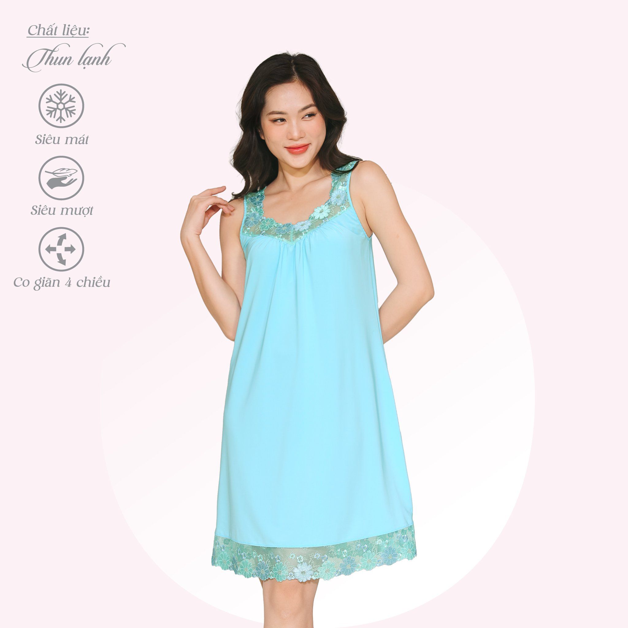 Áo ngủ, Váy ngủ bản chất thun lạnh siêu bền 012p 8029