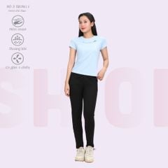 Set đồ bộ nữ kiểu quần dài tay ngắn thể thao 3 trong 1 chất poly thái 313p 3391