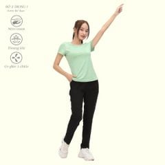 Set đồ bộ nữ kiểu thể thao tập gym, yoga kiểu quần dài tay ngắn chất melan lưới 343p 3405