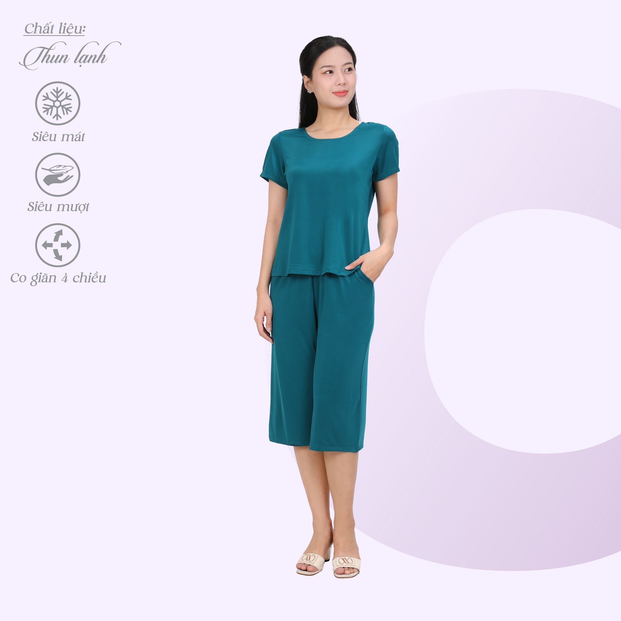 Set đồ bộ nữ kiểu quần lửng tay ngắn chất thun lạnh siêu bền 014p 7042