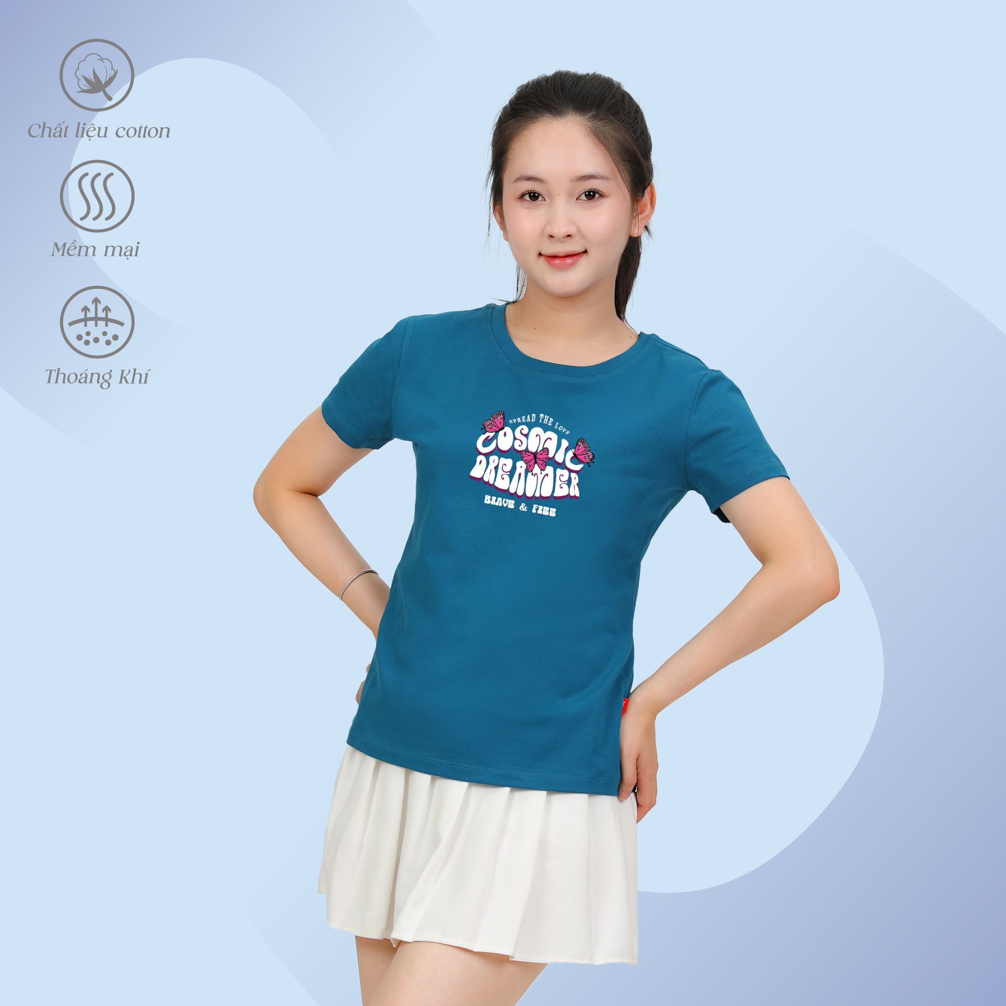 Áo thun nữ tay ngắn Cổ Tròn Form Suông chất cotton siêu mát 020p 0317