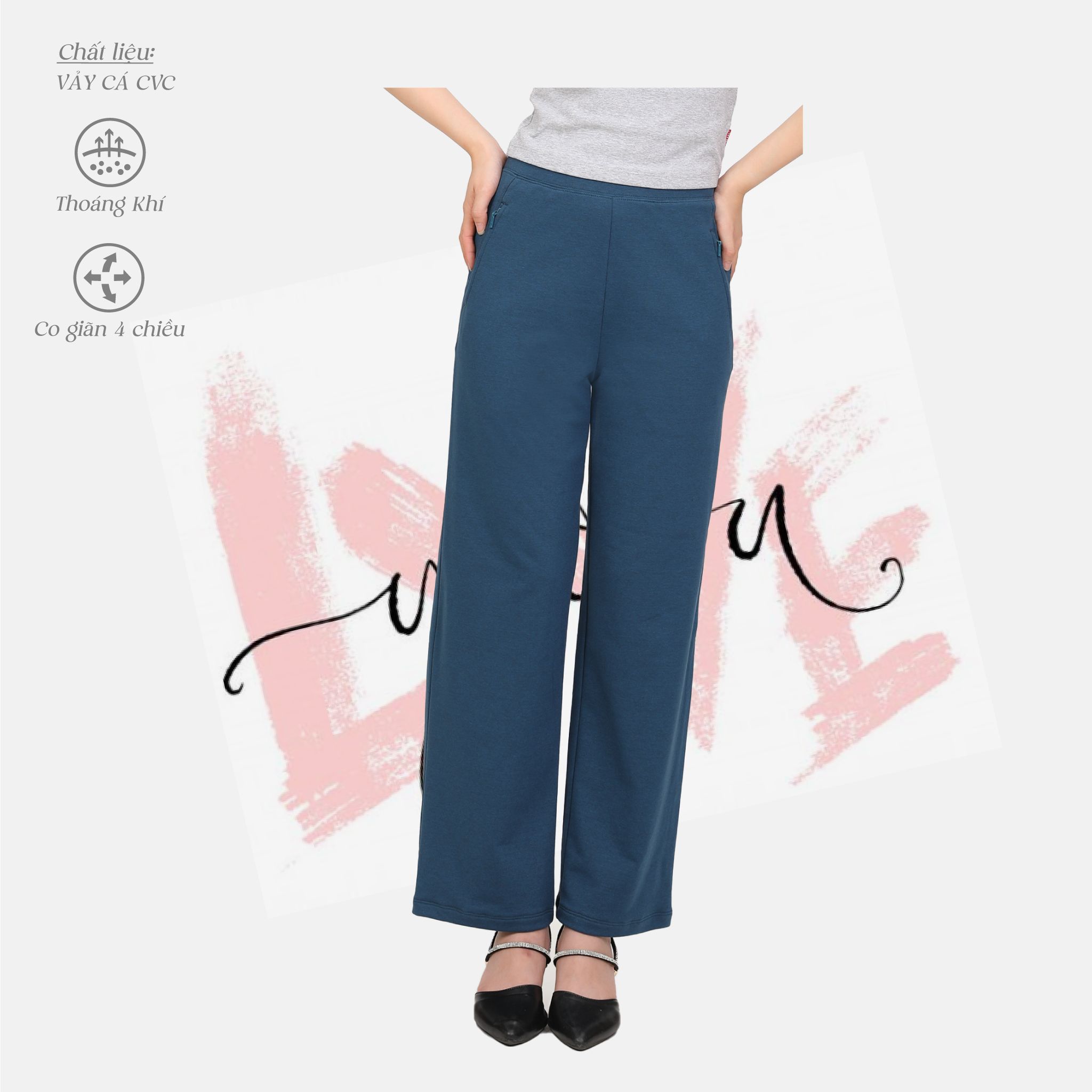 Quần dài form suông chất vảy cá cotton cvc mát QD 408p 8062