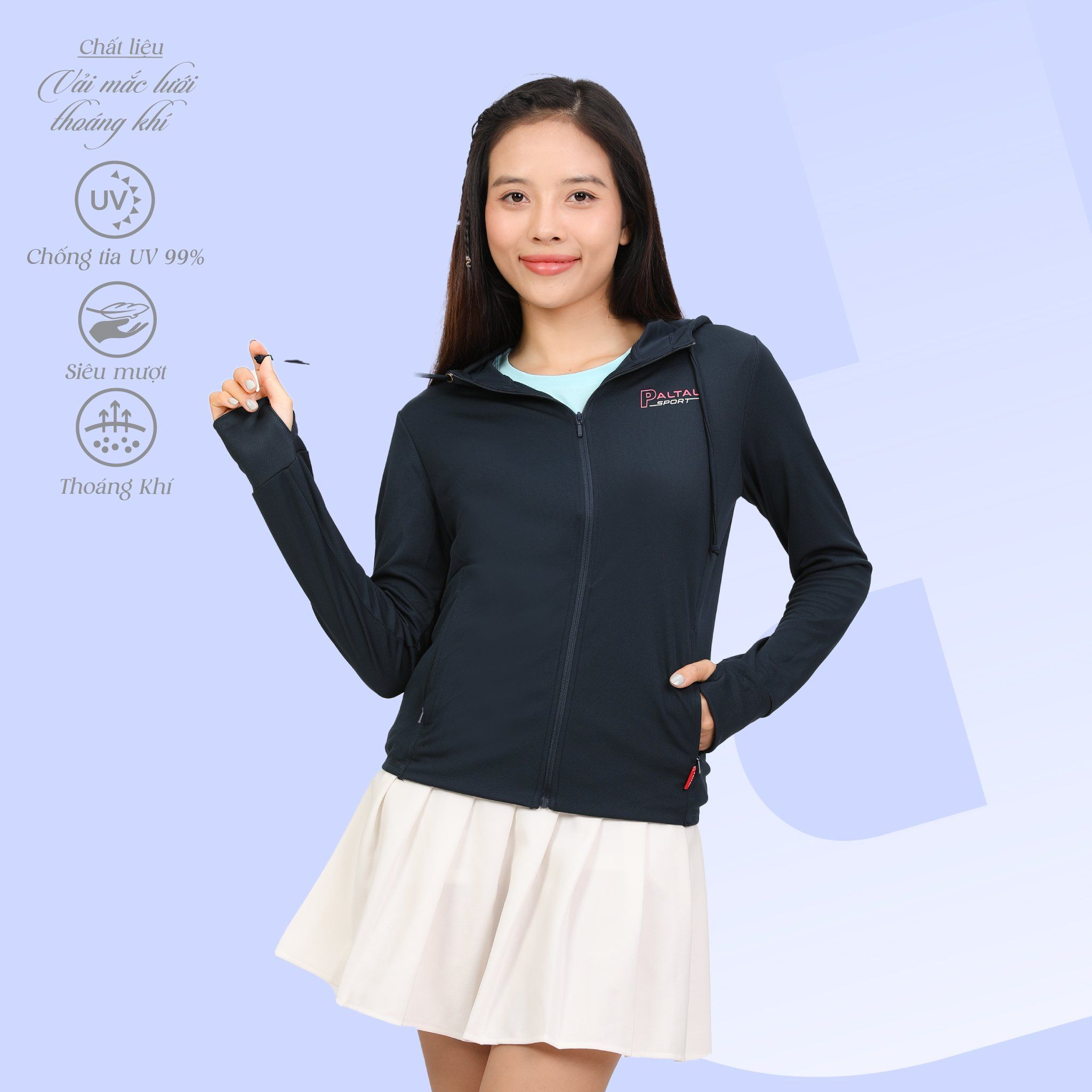 Áo khoác nữ chống nắng, chống UV chất poly mắc lưới siêu thoáng khí 311p 1304