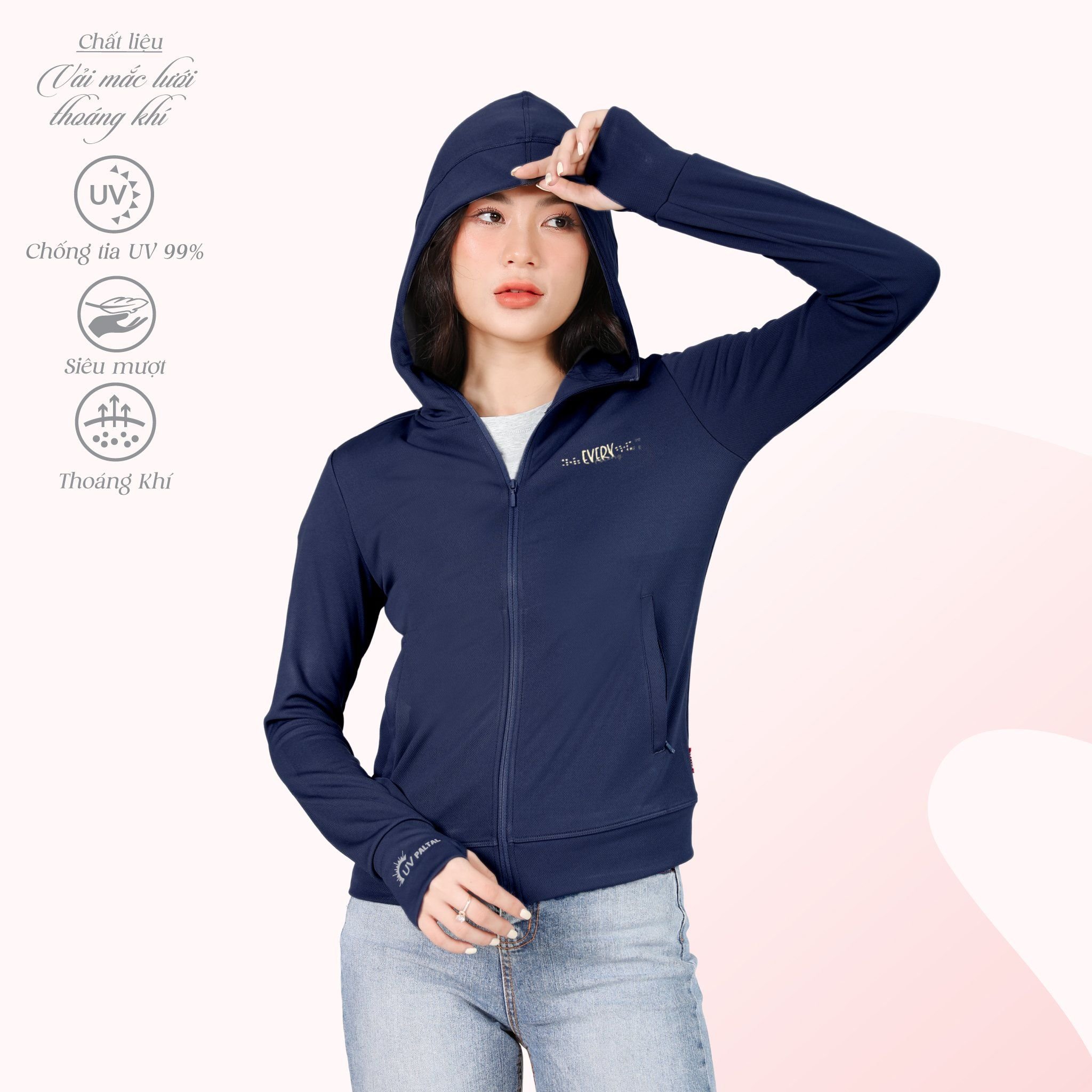 Áo khoác nữ chống nắng, chống UV chất poly mắc lưới siêu thoáng khí 311p 1317