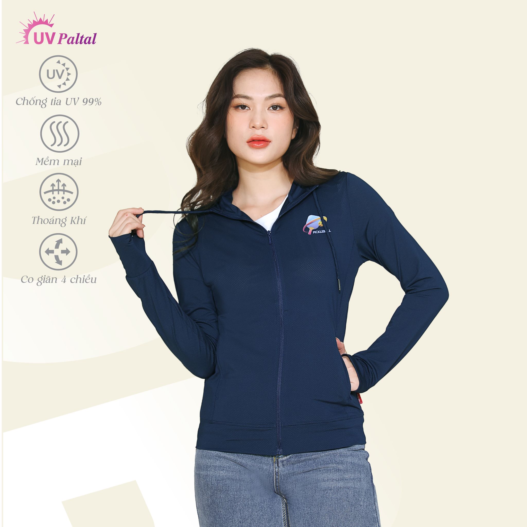 Áo khoác nữ chống nắng, chống UV chất poly thái 311p 1342