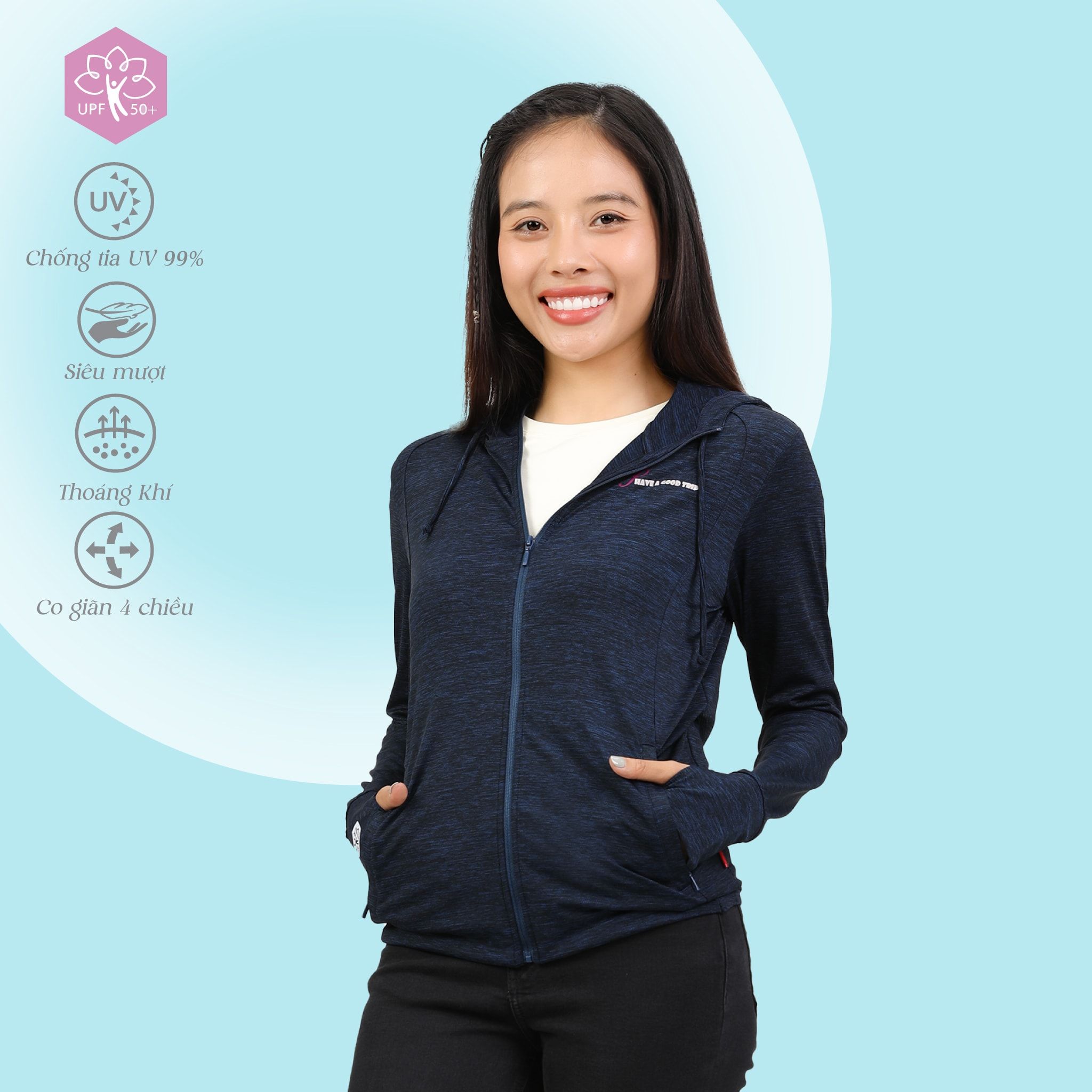 Áo khoác nữ chống nắng, chống UV chất melan lưới 341p 1303