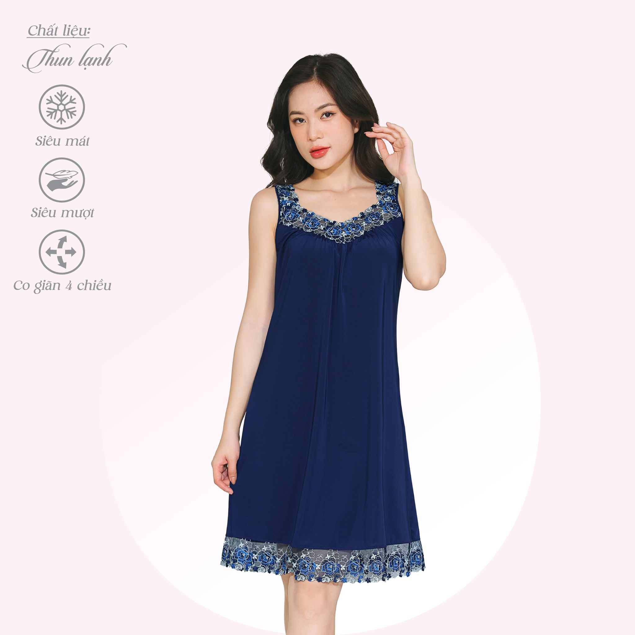 Áo ngủ, Váy ngủ bản chất thun lạnh siêu bền 012p 8029