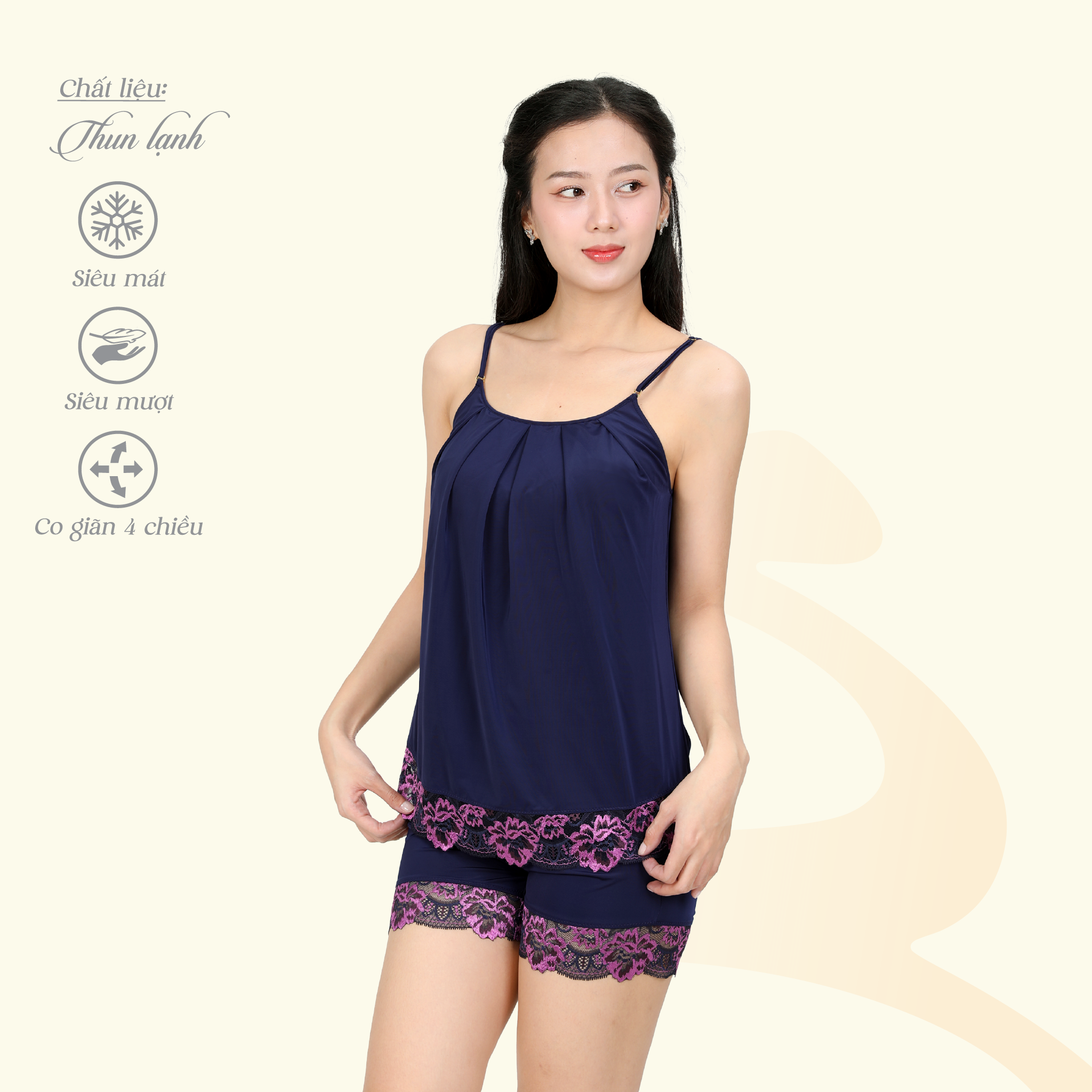 Set đồ bộ nữ kiểu quần đùi Dây chất thun lạnh siêu bền 015p 2138