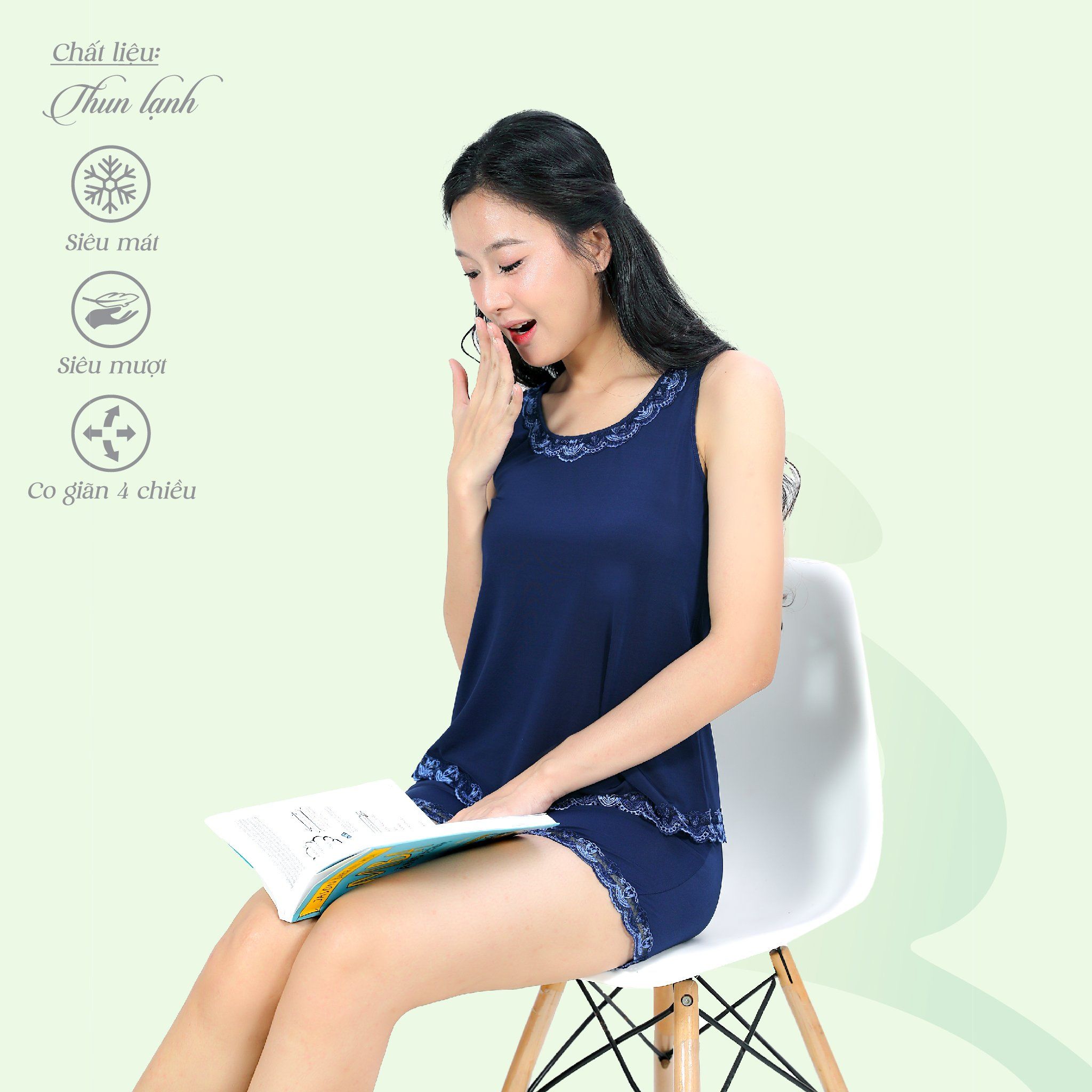 Set đồ bộ nữ kiểu quần đùi Bản chất thun lạnh siêu bền 015p 5137