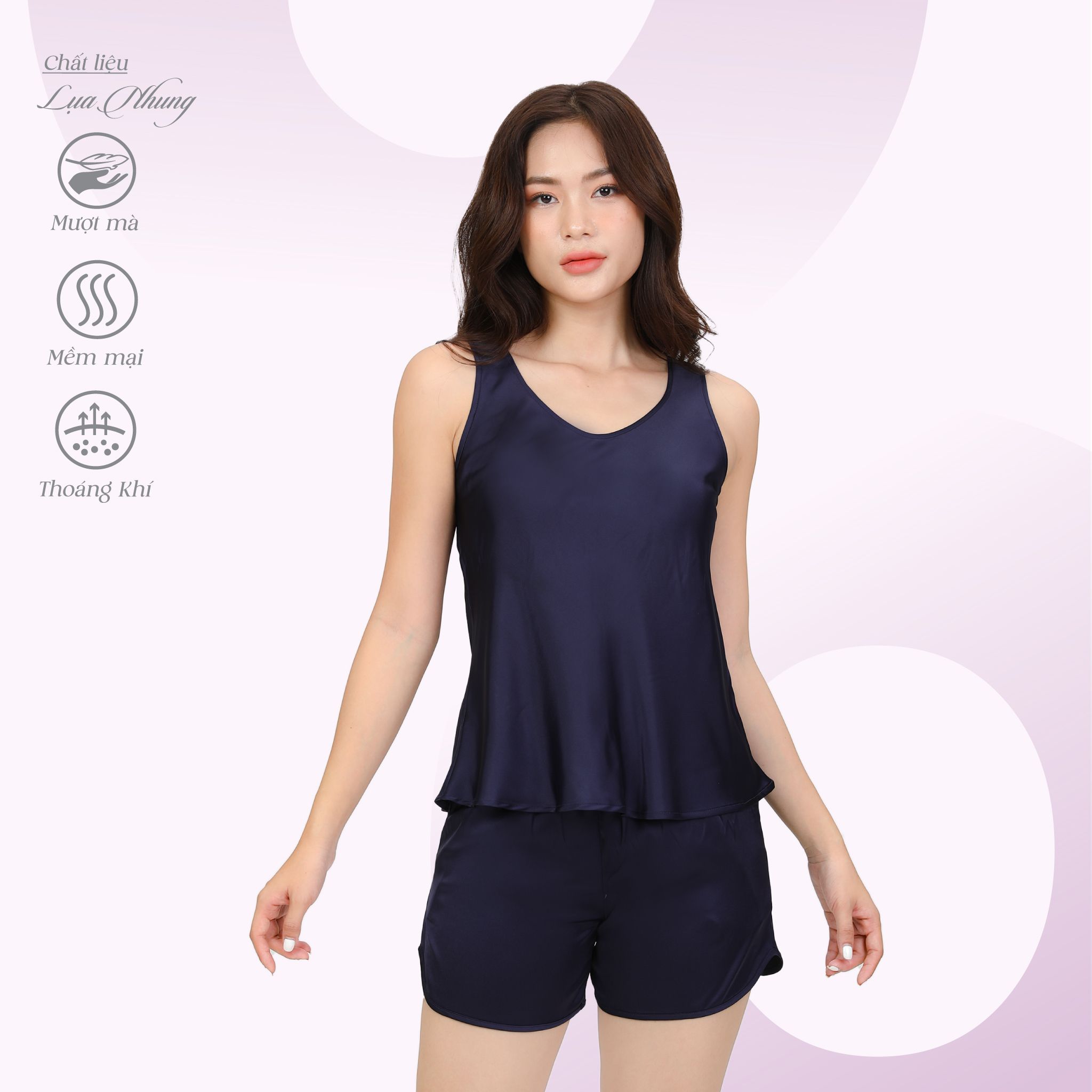 Set đồ bộ nữ kiểu quần đùi bản cao cấp lụa nhung 265p 5111