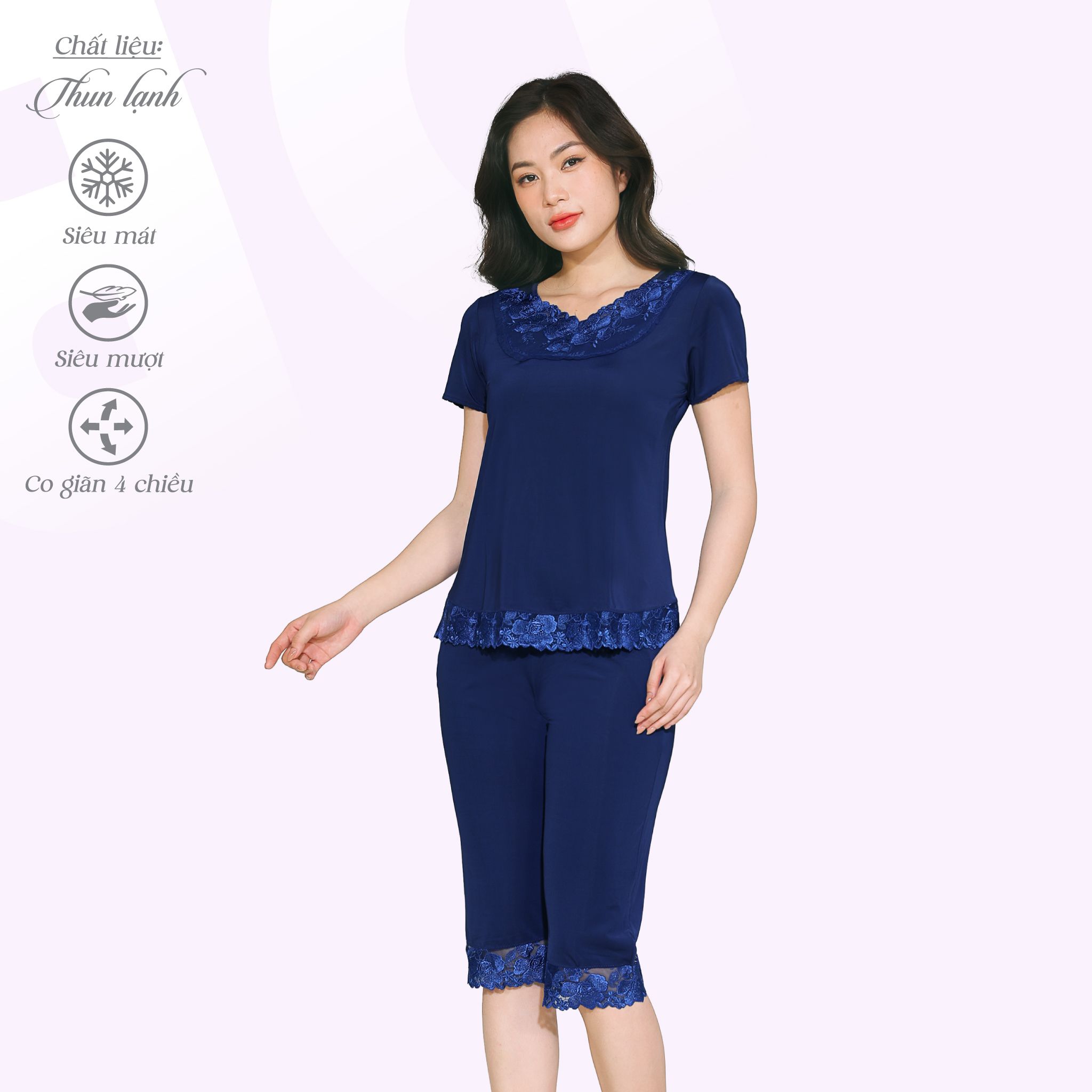 Set đồ bộ nữ kiểu quần lửng Tay Ngắn chất thun lạnh siêu bền 014p 7038