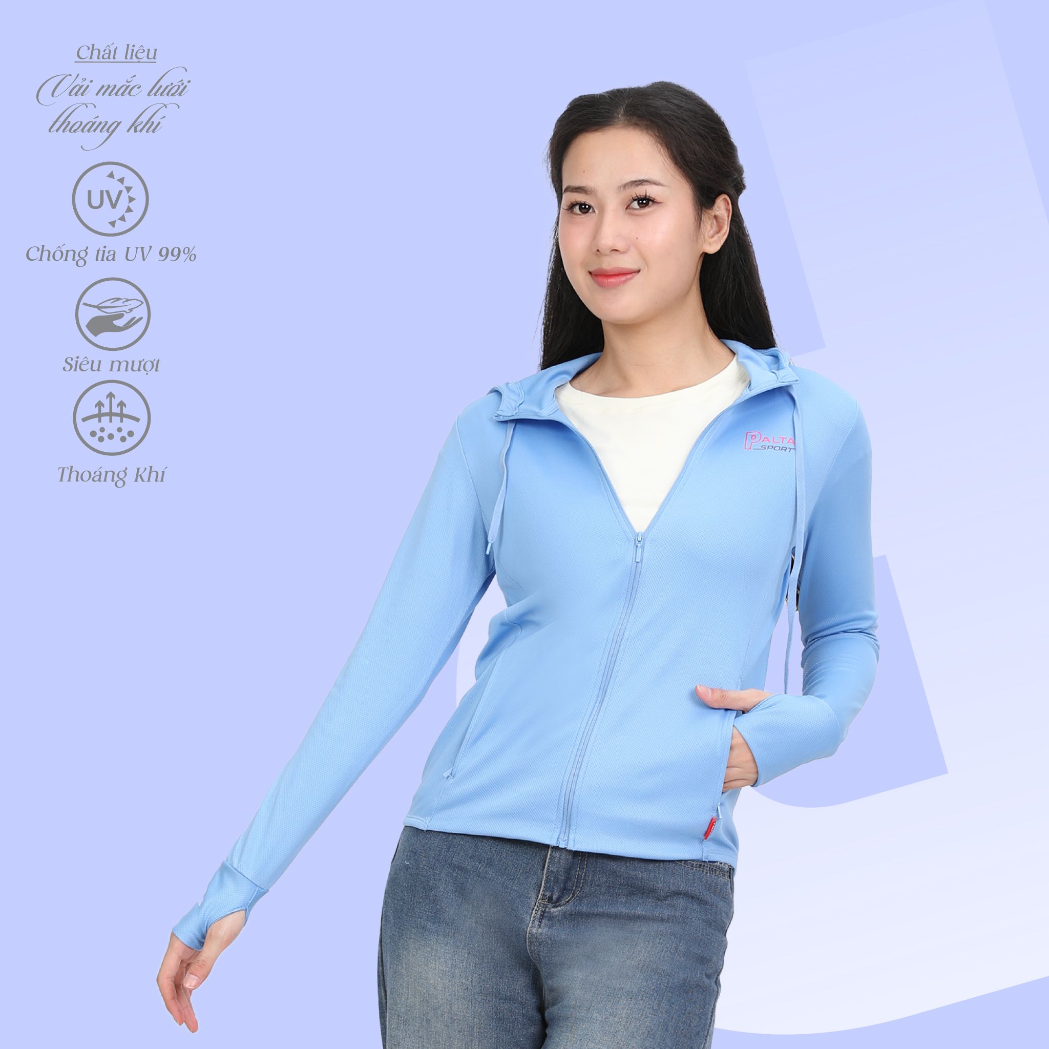 Áo khoác nữ chống nắng, chống UV chất poly mắc lưới siêu thoáng khí 311p 1304