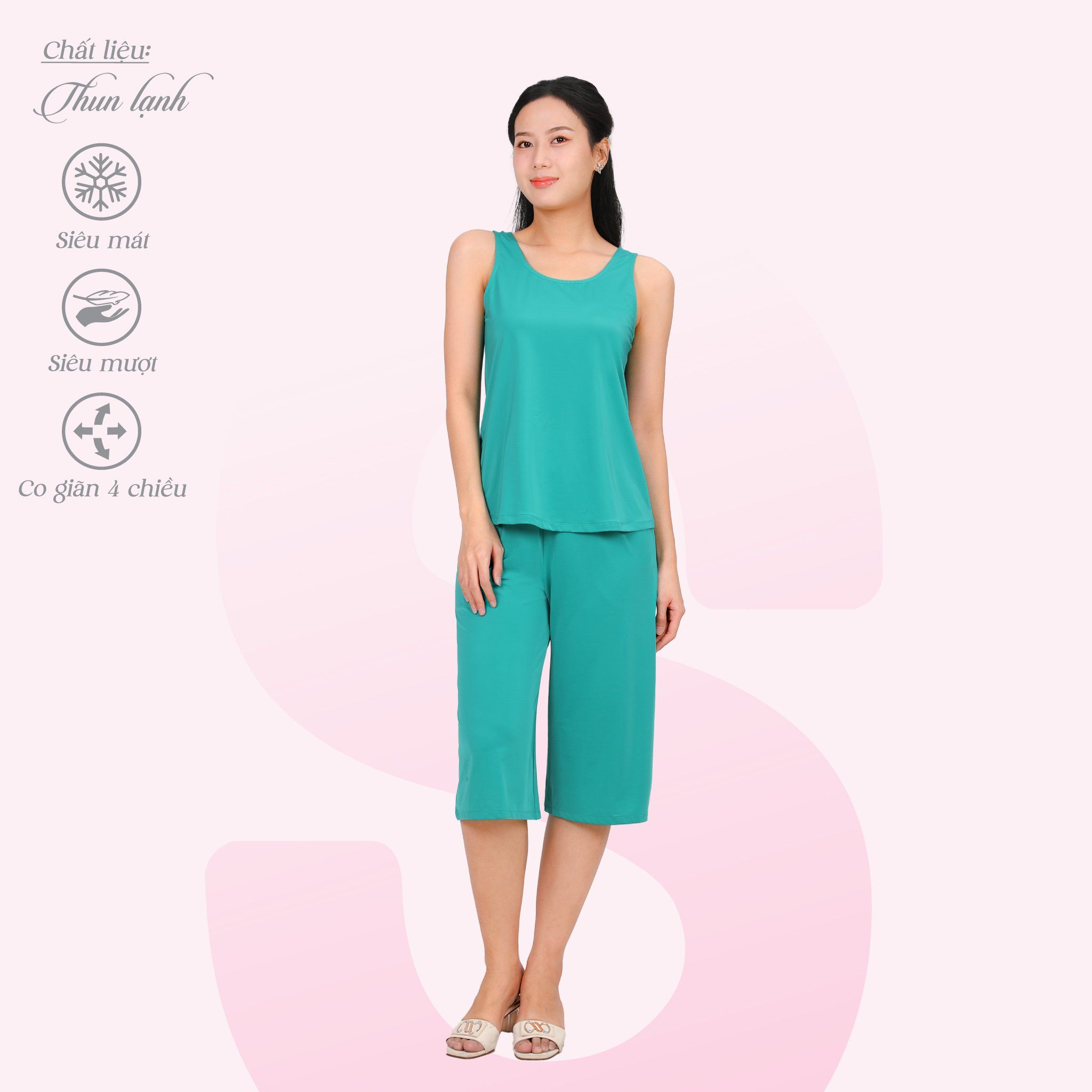 Set đồ bộ nữ kiểu quần lửng Bản chất thun lạnh siêu bền 014p 7041