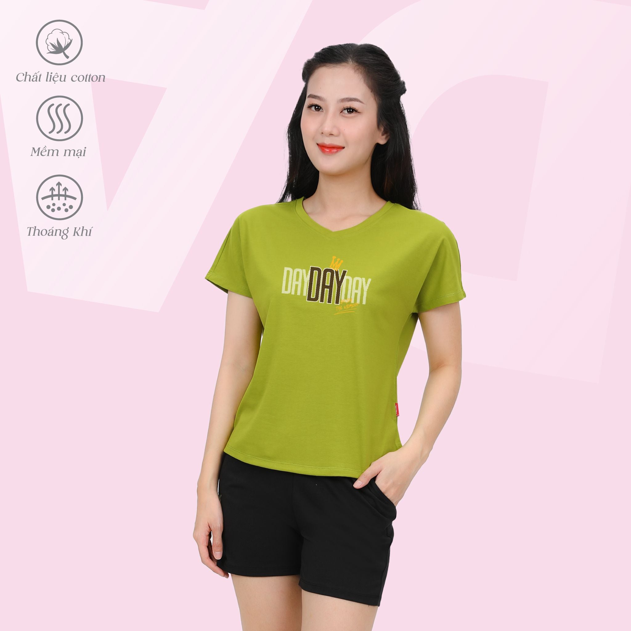 Set đồ bộ nữ kiểu quần đùi nữ kiểu quần đùi tay ngắn chất cotton siêu mát 195p 2053