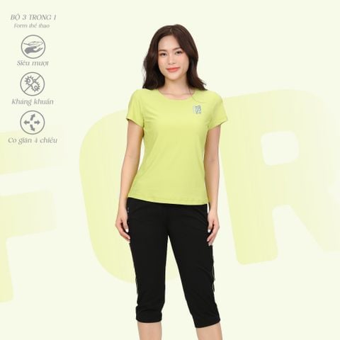 Bộ nữ thể thao chất silk lạnh kiểu quần lửng tay ngắn 374p 4304