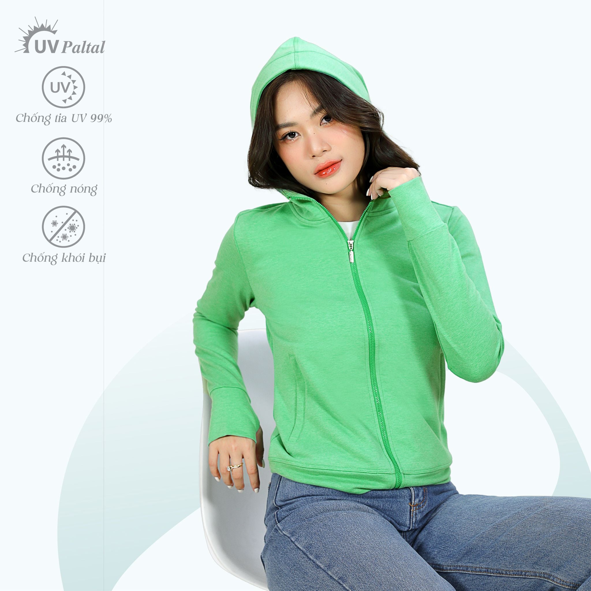 Áo khoác chống nắng, chống UV có nón chất liệu Vảy cá cao cấp 431p 1341