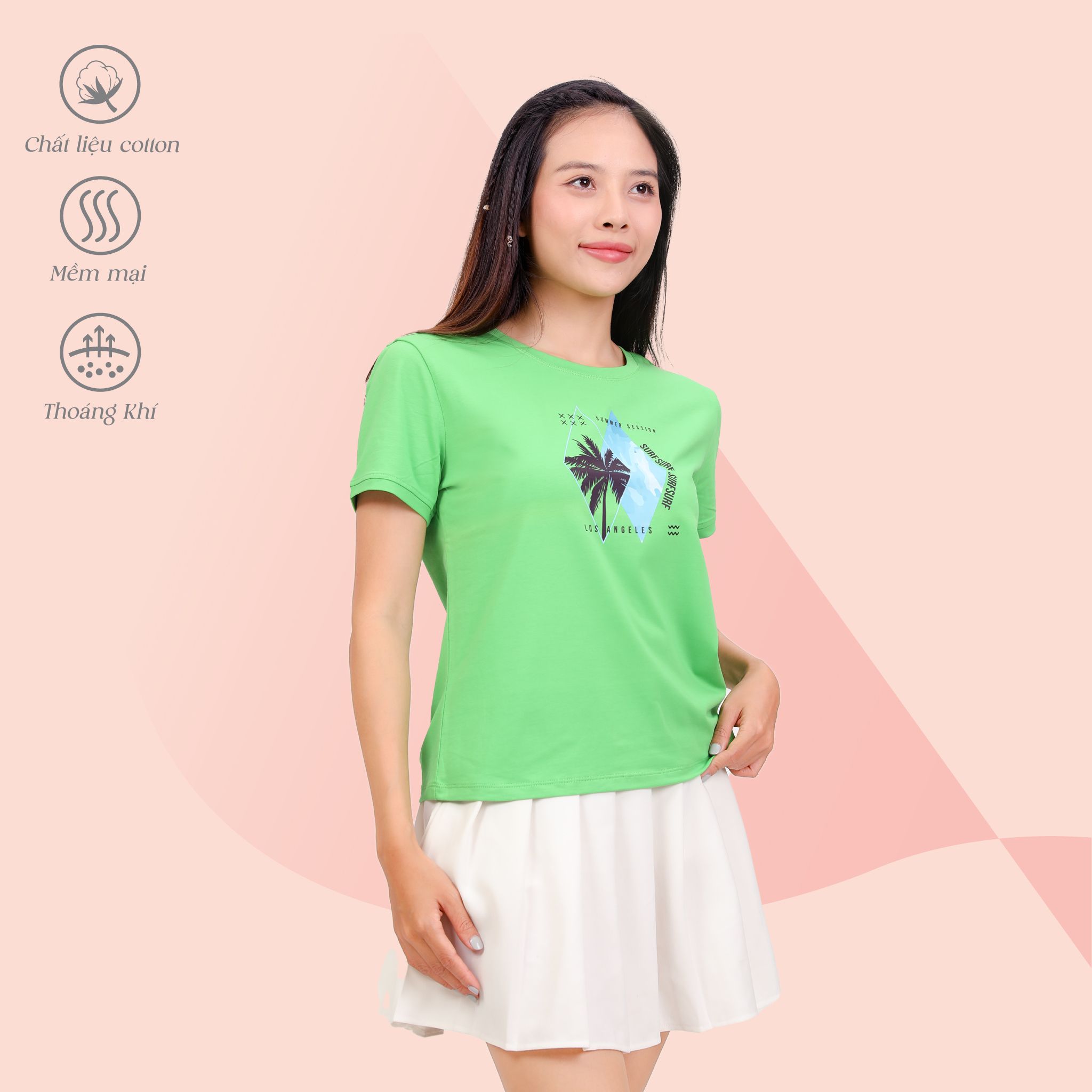 Áo thun nữ tay ngắn form cơ bản chất cotton siêu mát 020p 0308