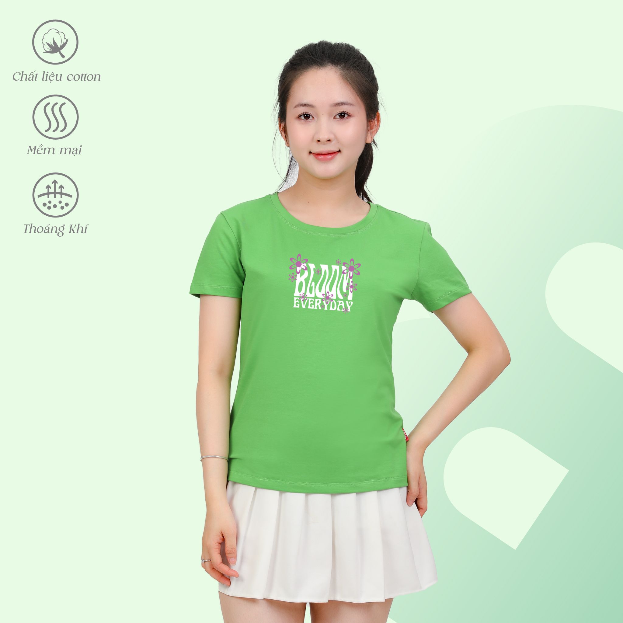 Áo thun nữ tay ngắn Cổ Tròn Form Suông chất cotton siêu mát 020p 0316